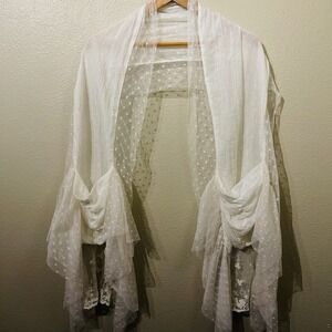 Origami‎ By Vivien Sheer Ruffle Lace Scarf  & Pockets Fairy Cottage Coquette